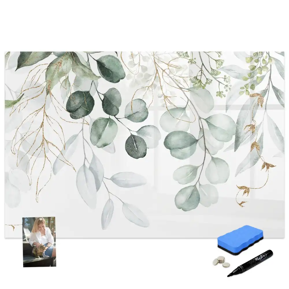 Tableau blanc magnétique effaçable à sec avec pots de plantes suspendus