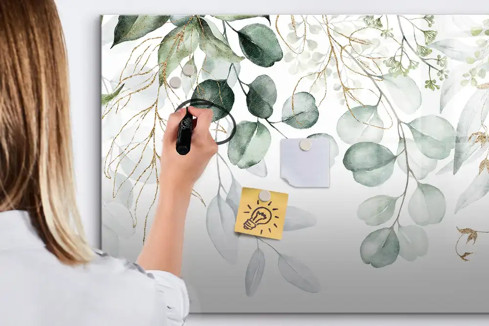 Tableau blanc magnétique effaçable à sec avec pots de plantes suspendus