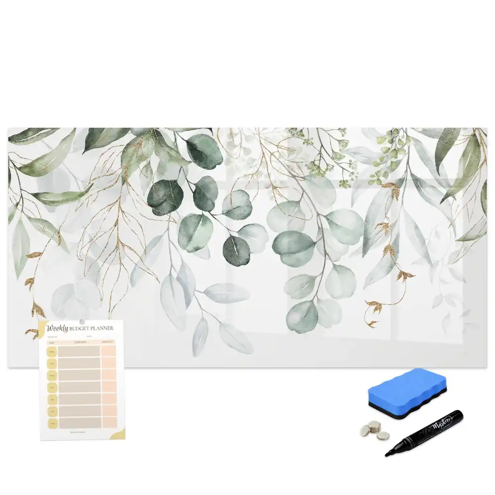 Tableau blanc magnétique effaçable à sec avec pots de plantes suspendus