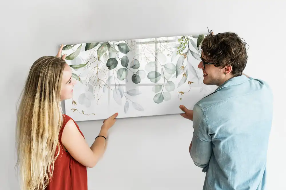 Tableau blanc magnétique effaçable à sec avec pots de plantes suspendus