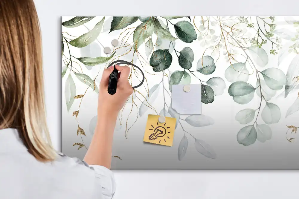 Tableau blanc magnétique effaçable à sec avec pots de plantes suspendus
