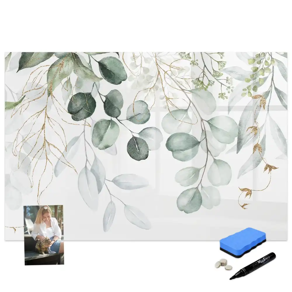 Tableau blanc magnétique effaçable à sec avec pots de plantes suspendus