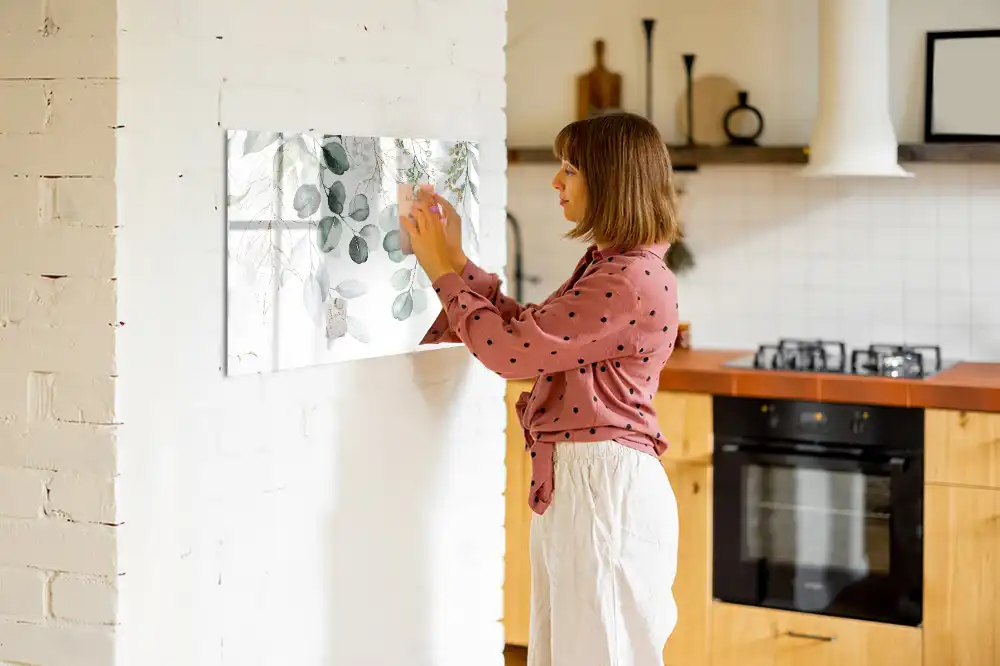 Tableau blanc magnétique effaçable à sec avec pots de plantes suspendus