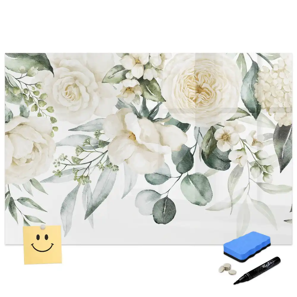Tableau magnétique à dessiner motif fleurs colorées