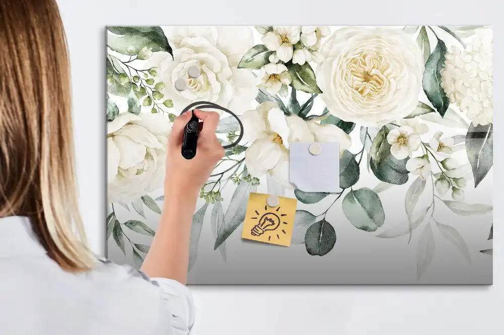 Tableau magnétique à dessiner motif fleurs colorées