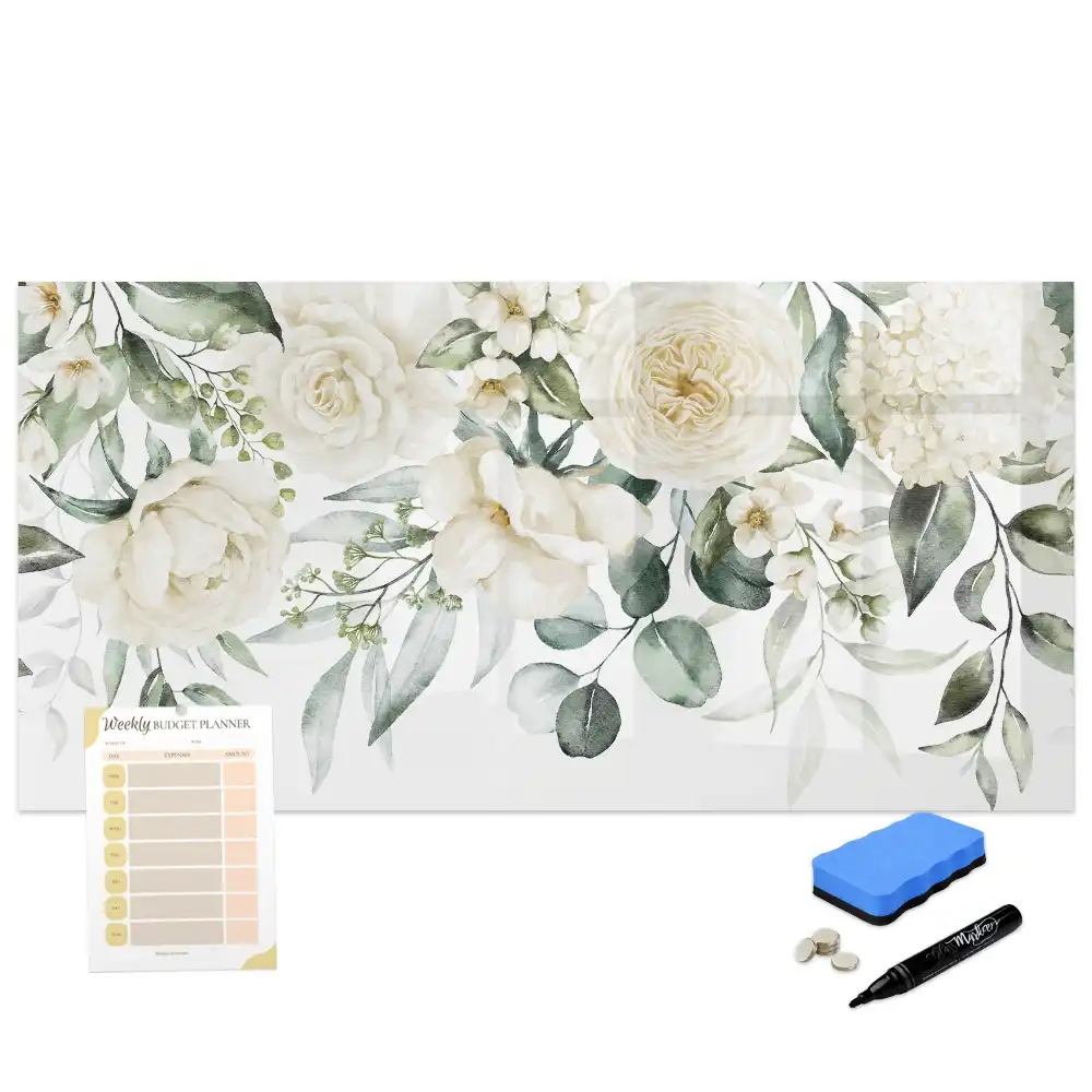 Tableau magnétique à dessiner motif fleurs colorées