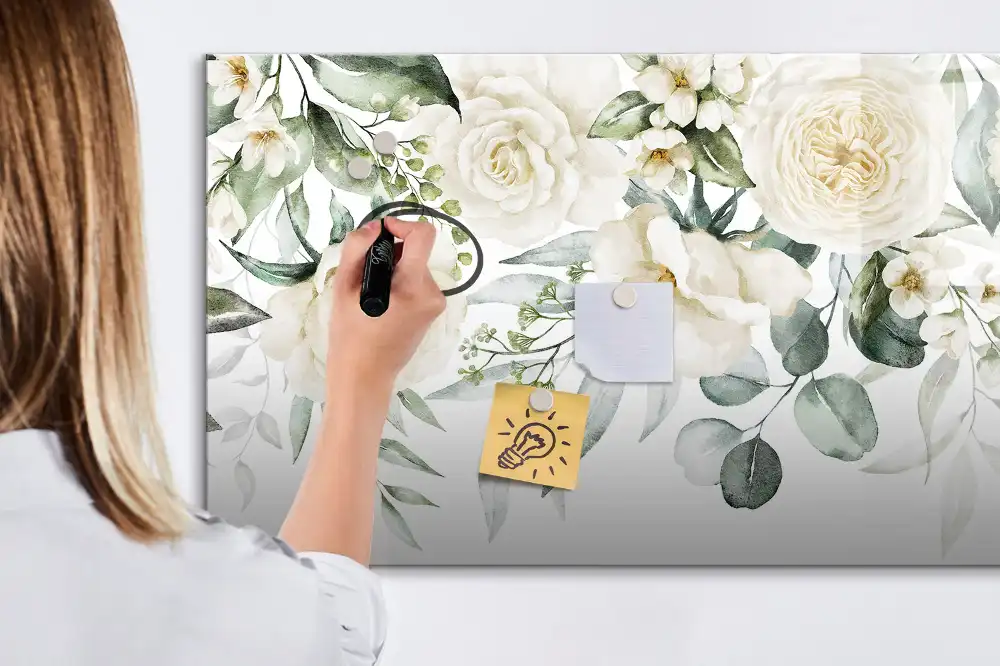 Tableau magnétique à dessiner motif fleurs colorées