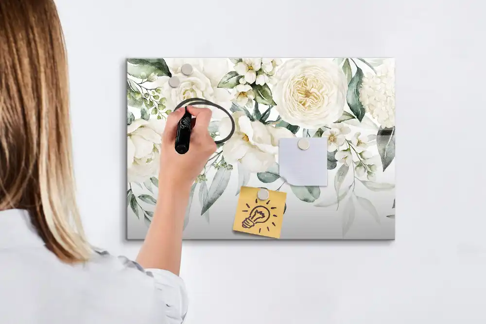 Tableau magnétique à dessiner motif fleurs colorées