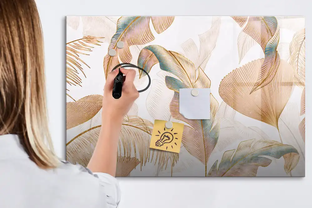 Tableau blanc magnétique effaçable à sec motif nature et végétaux