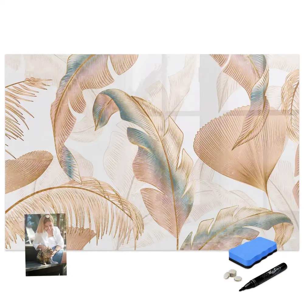 Tableau blanc magnétique effaçable à sec motif nature et végétaux