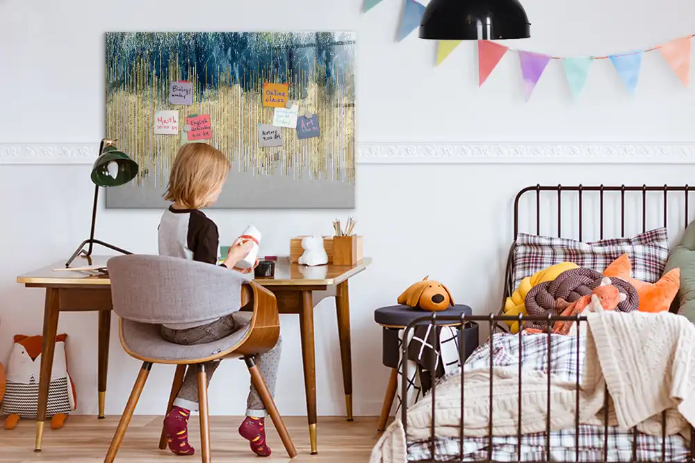Tableau blanc magnétique effaçable à sec au motif graphique décoratif