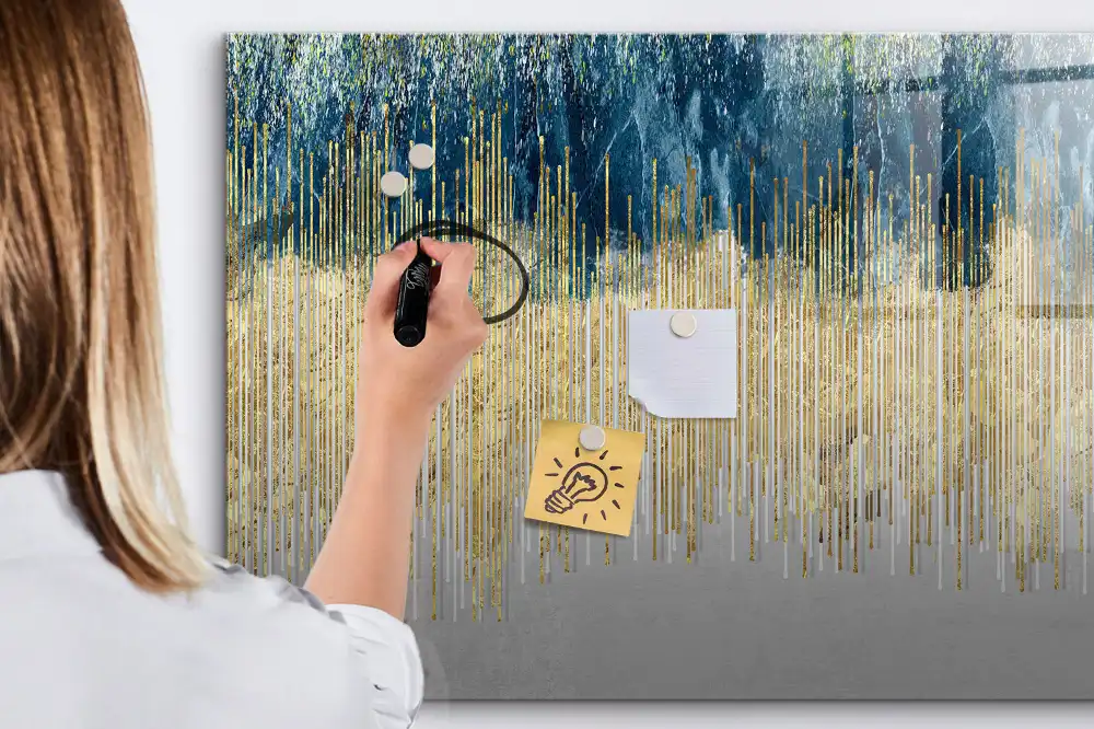 Tableau blanc magnétique effaçable à sec au motif graphique décoratif