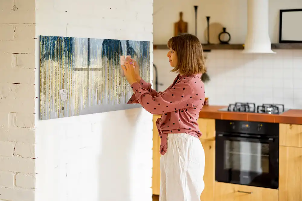 Tableau blanc magnétique effaçable à sec au motif graphique décoratif