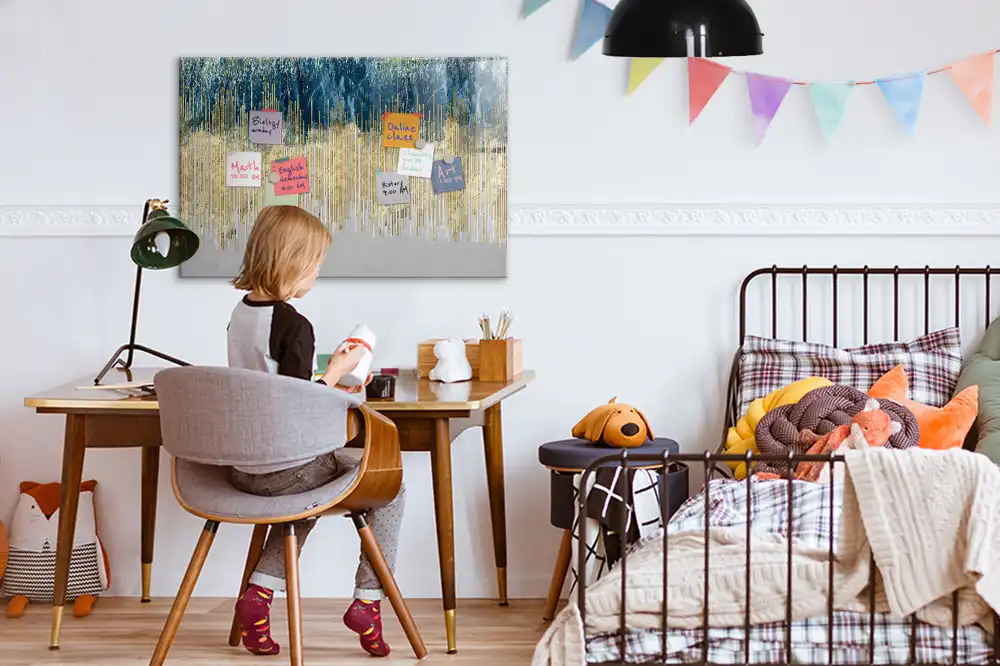Tableau blanc magnétique effaçable à sec au motif graphique décoratif