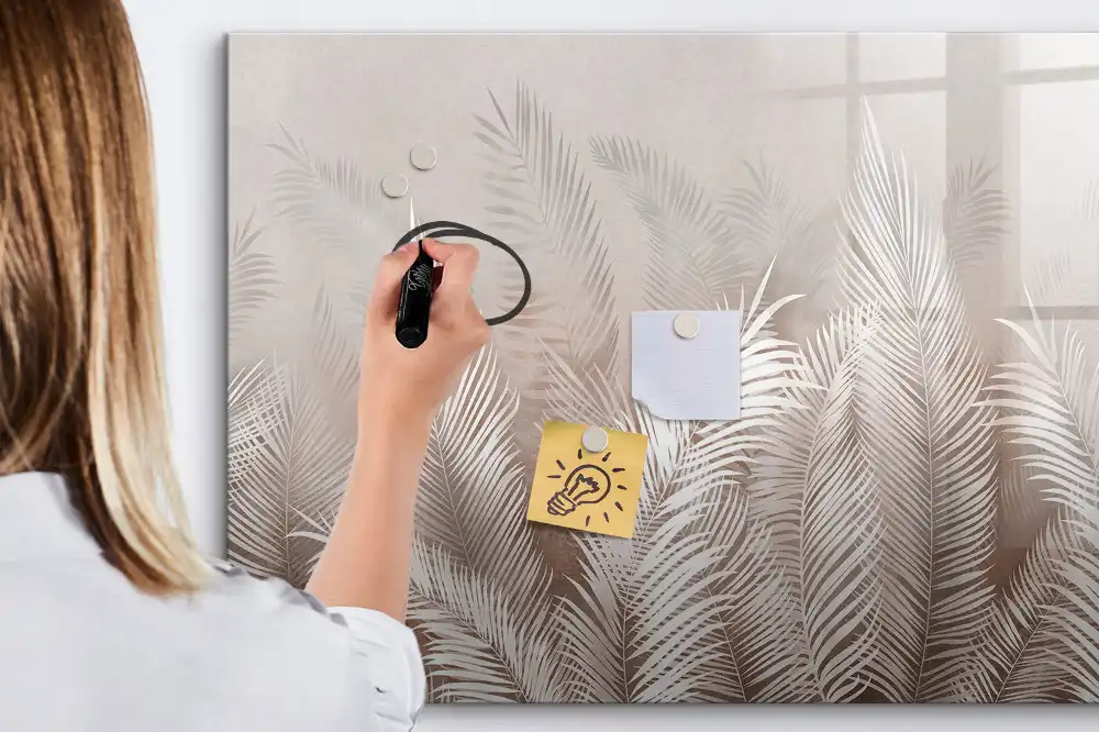 Tableau magnétique pour écriture motif tropical feuillu