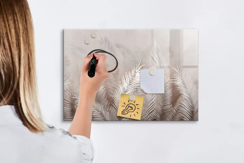 Tableau magnétique pour écriture motif tropical feuillu