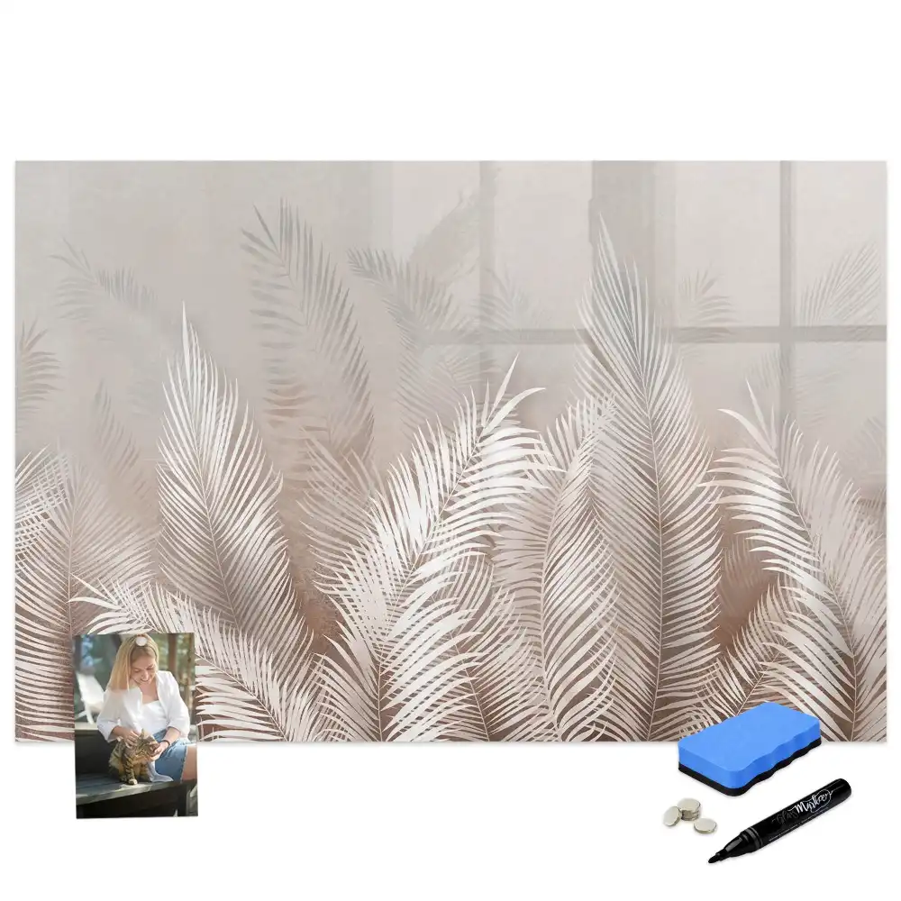 Tableau magnétique pour écriture motif tropical feuillu