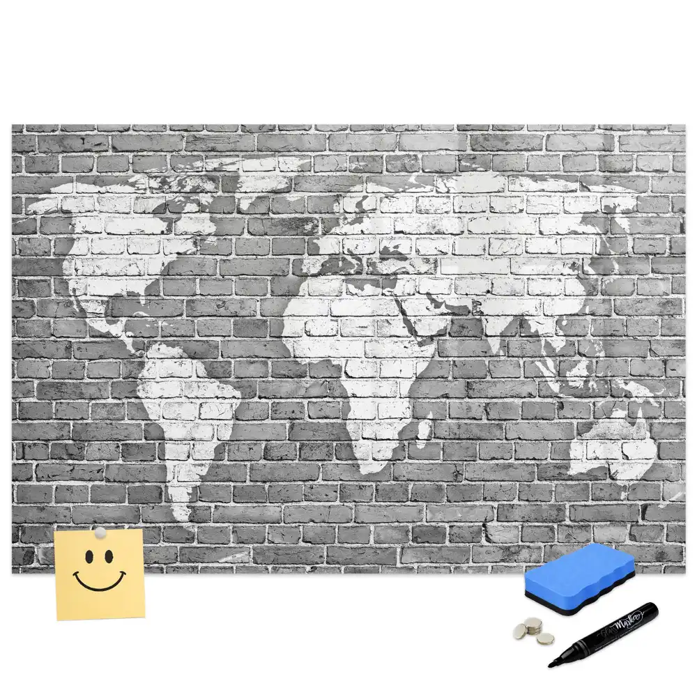 Tableau magnétique carte du monde compatible avec jeux de briques