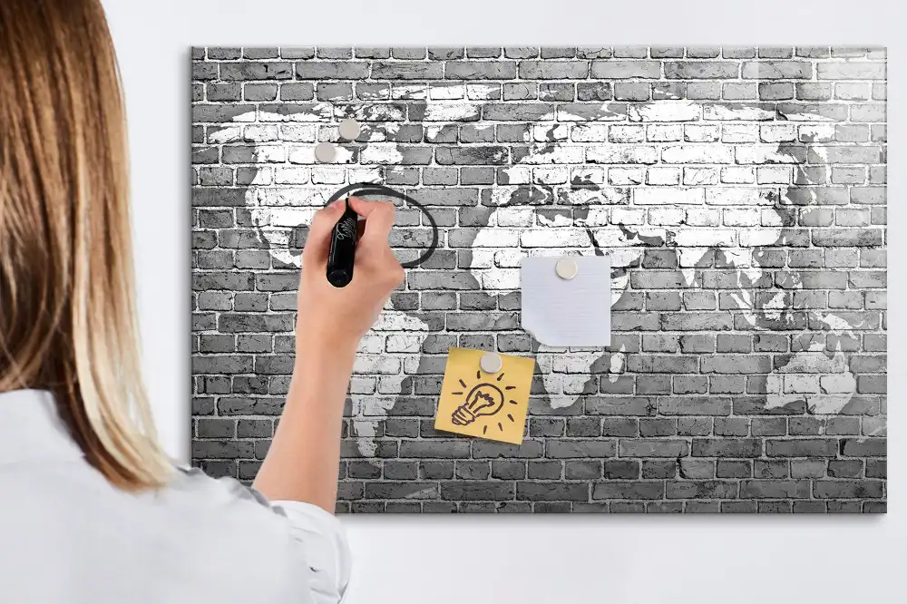 Tableau magnétique carte du monde compatible avec jeux de briques