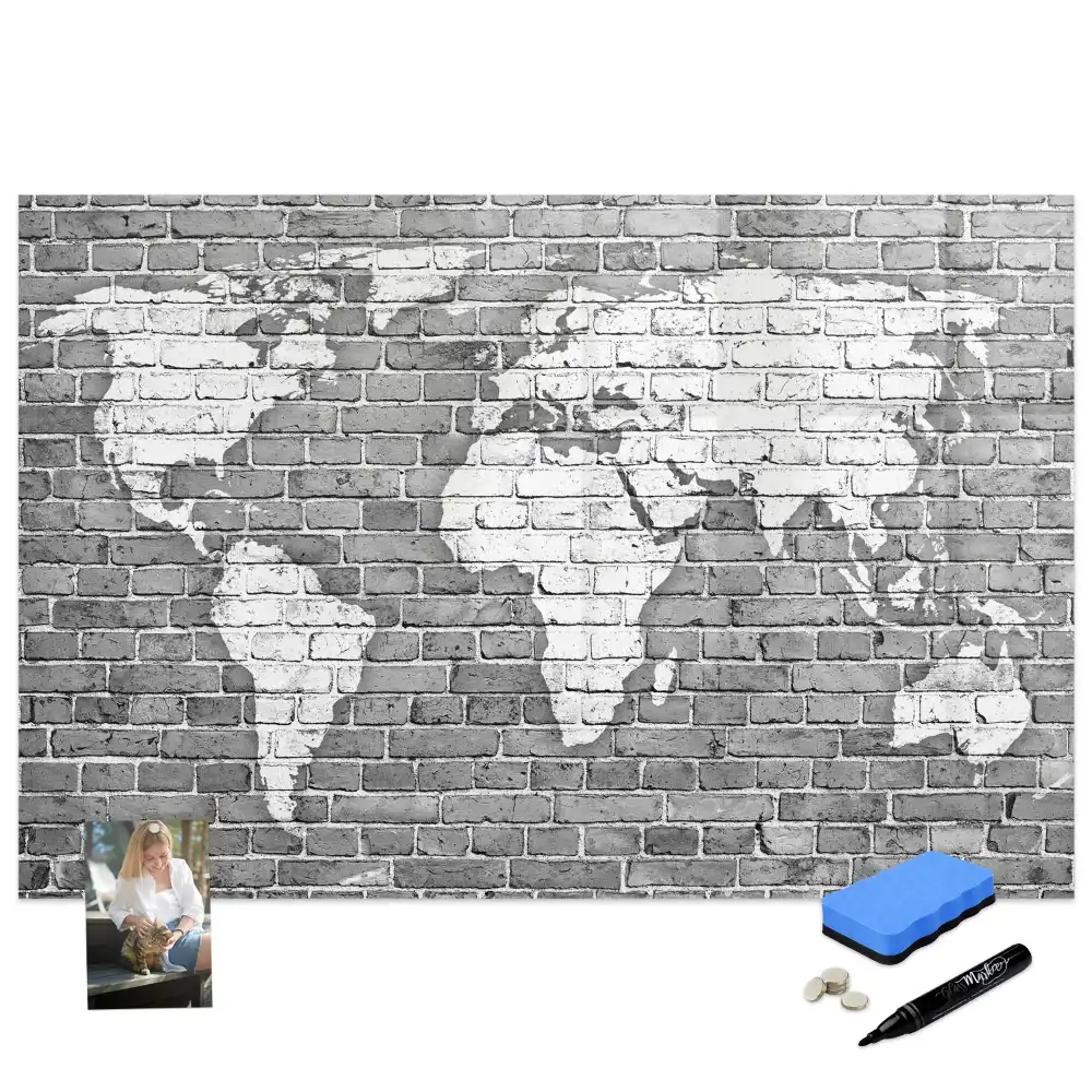Tableau magnétique carte du monde compatible avec jeux de briques