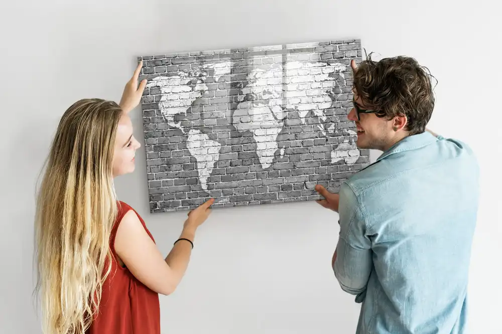 Tableau magnétique carte du monde compatible avec jeux de briques