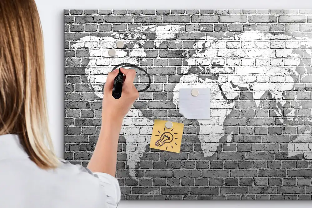 Tableau magnétique carte du monde compatible avec jeux de briques
