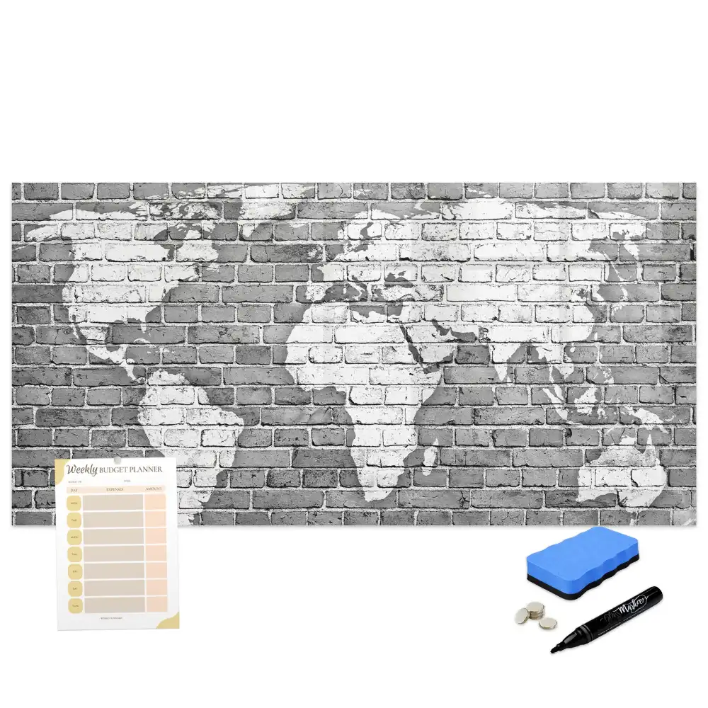Tableau magnétique carte du monde compatible avec jeux de briques