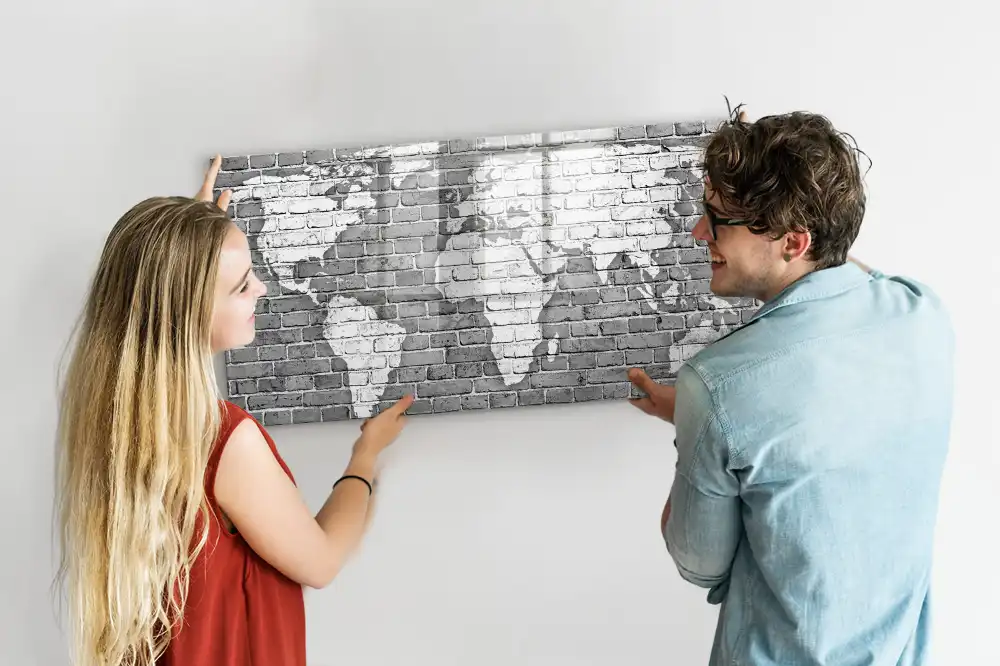 Tableau magnétique carte du monde compatible avec jeux de briques