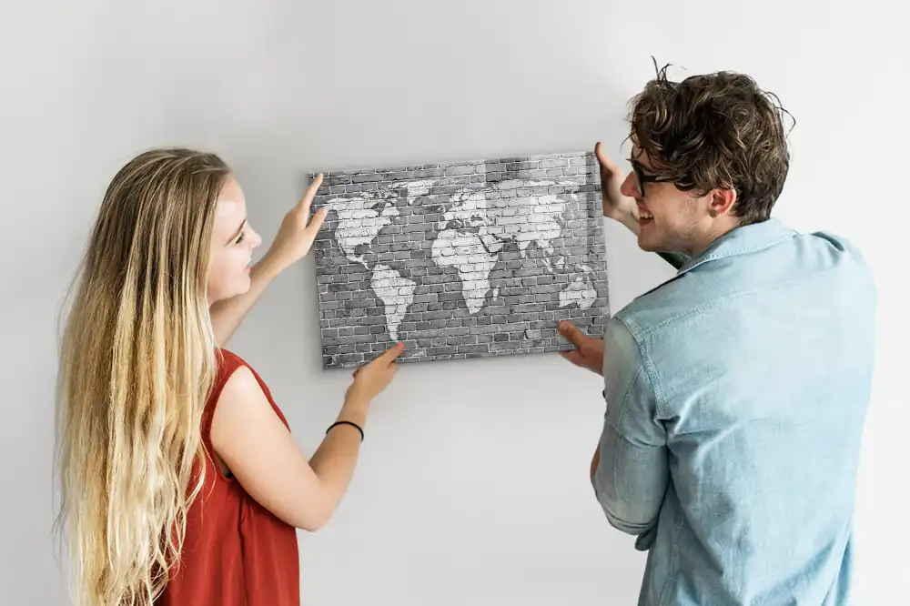 Tableau magnétique carte du monde compatible avec jeux de briques
