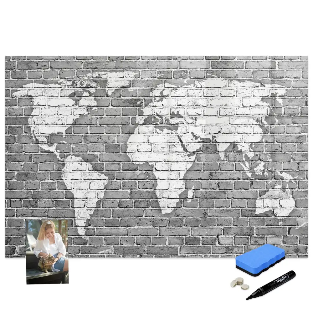 Tableau magnétique carte du monde compatible avec jeux de briques