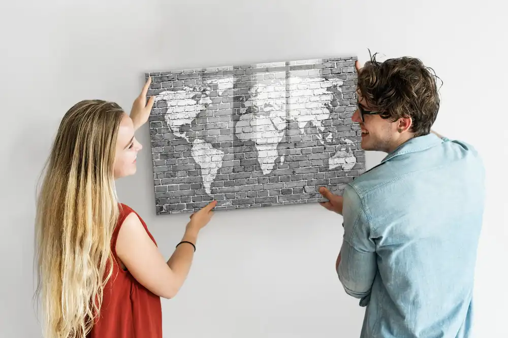 Tableau magnétique carte du monde compatible avec jeux de briques