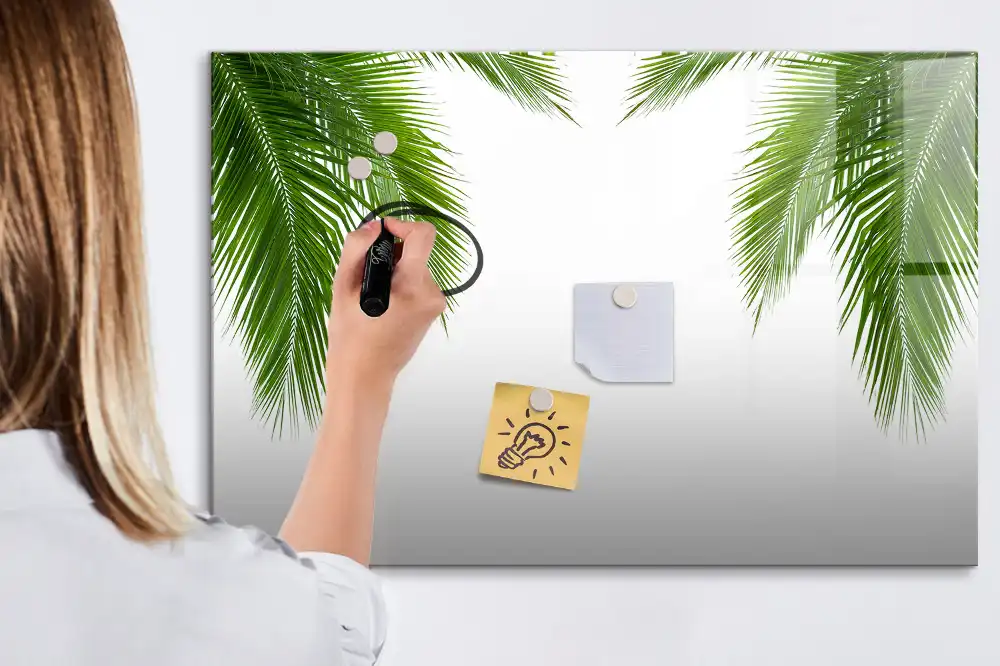 Tableau blanc magnétique effaçable à sec motif palmier et végétation naturelle