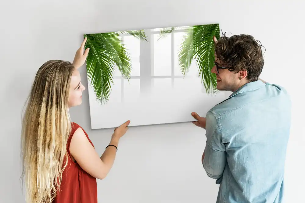 Tableau blanc magnétique effaçable à sec motif palmier et végétation naturelle