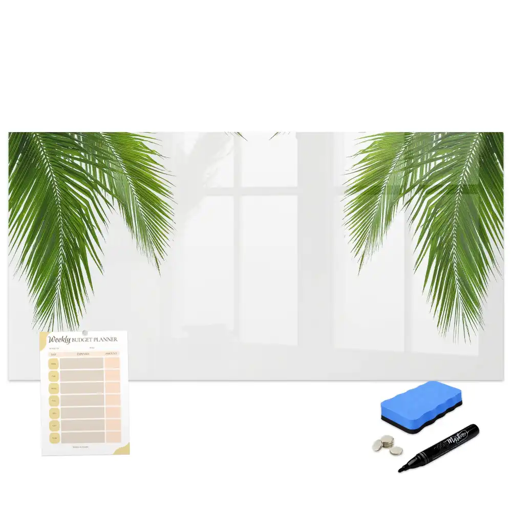 Tableau blanc magnétique effaçable à sec motif palmier et végétation naturelle