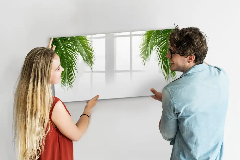 Tableau blanc magnétique effaçable à sec motif palmier et végétation naturelle