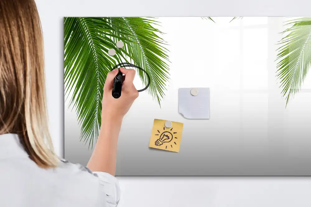 Tableau blanc magnétique effaçable à sec motif palmier et végétation naturelle