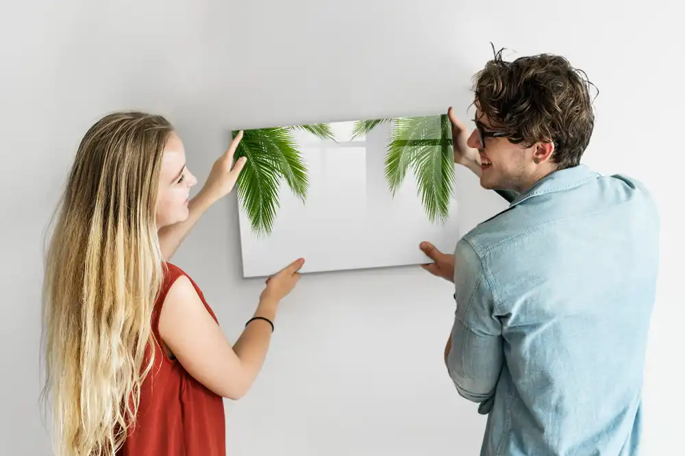 Tableau blanc magnétique effaçable à sec motif palmier et végétation naturelle