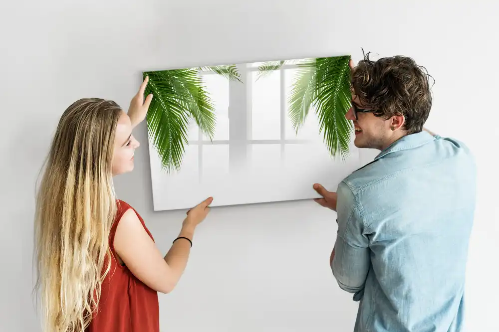 Tableau blanc magnétique effaçable à sec motif palmier et végétation naturelle