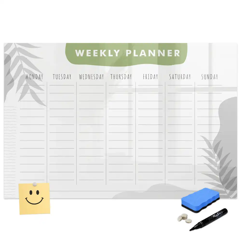Tableau blanc magnétique effaçable à sec pour le planning hebdomadaire des tâches