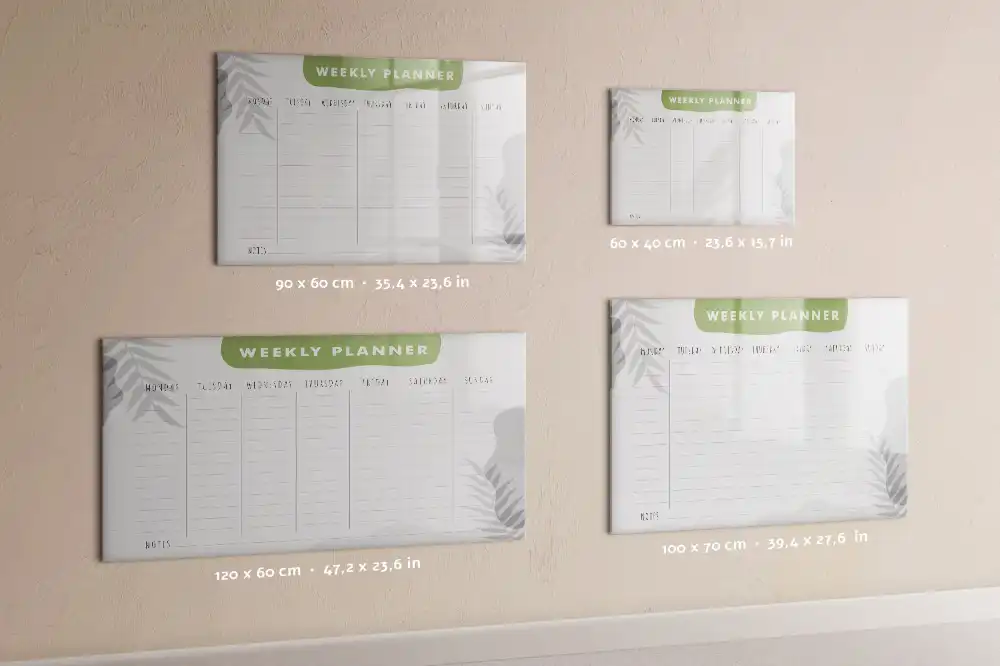 Tableau blanc magnétique effaçable à sec pour le planning hebdomadaire des tâches