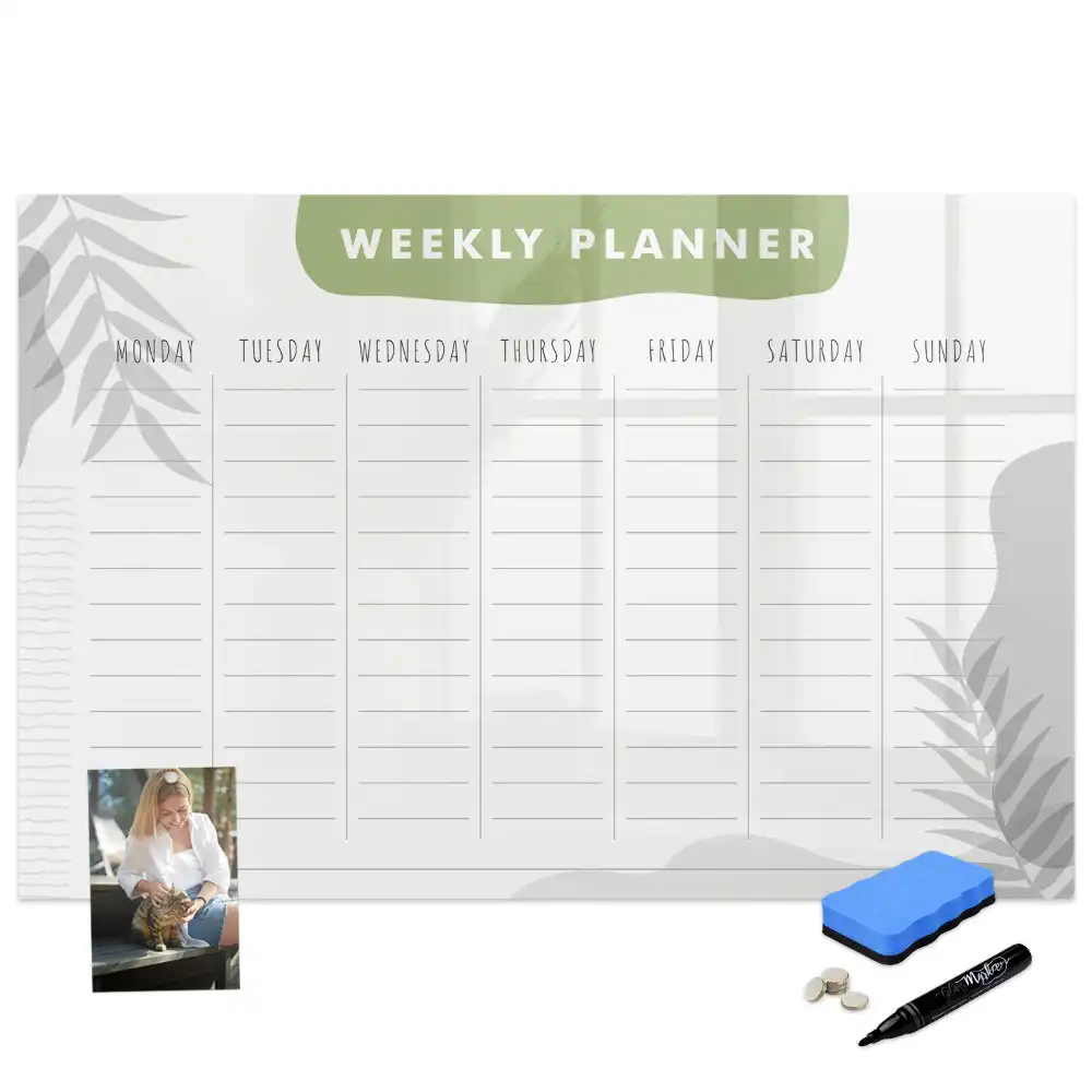 Tableau blanc magnétique effaçable à sec pour le planning hebdomadaire des tâches