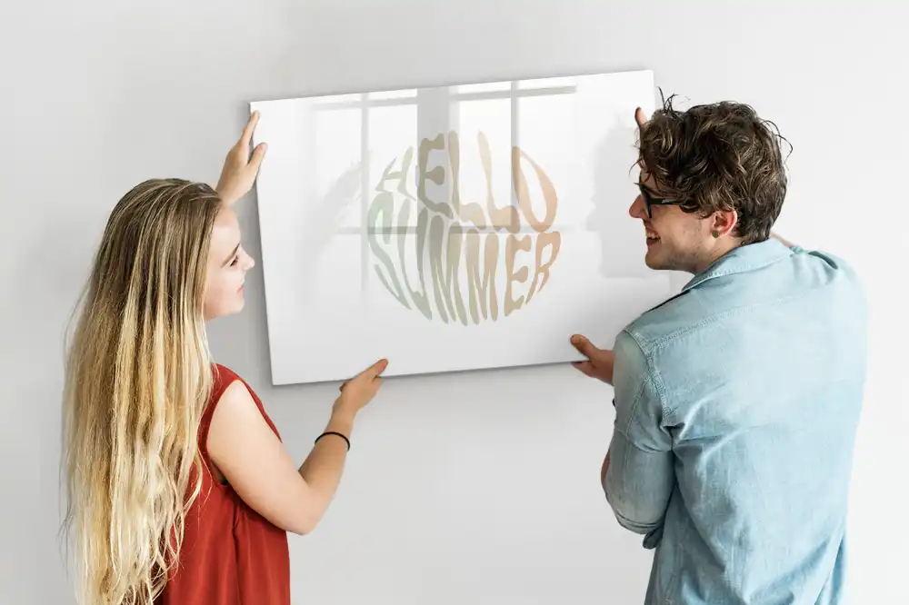 Tableau blanc magnétique effaçable à sec motif Bonjour l'été à la plage