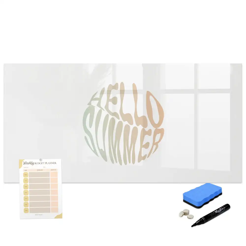 Tableau blanc magnétique effaçable à sec motif Bonjour l'été à la plage
