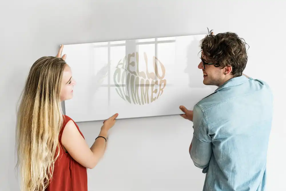 Tableau blanc magnétique effaçable à sec motif Bonjour l'été à la plage