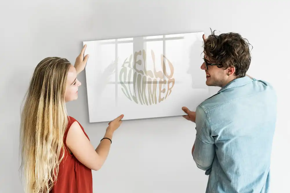 Tableau blanc magnétique effaçable à sec motif Bonjour l'été à la plage