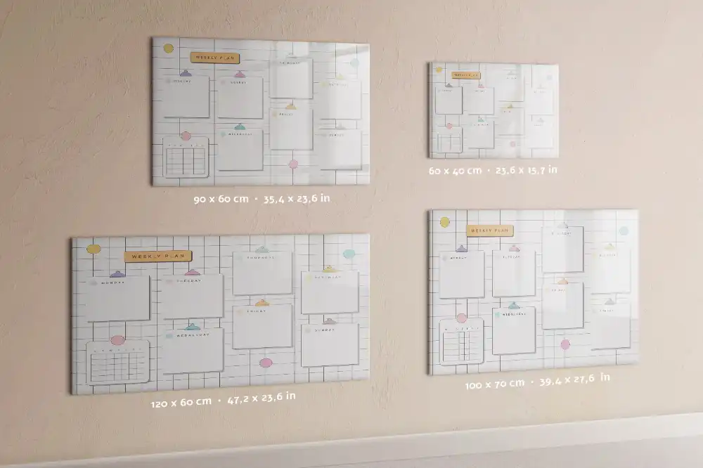 Tableau blanc magnétique effaçable à sec pour plan d'action hebdomadaire