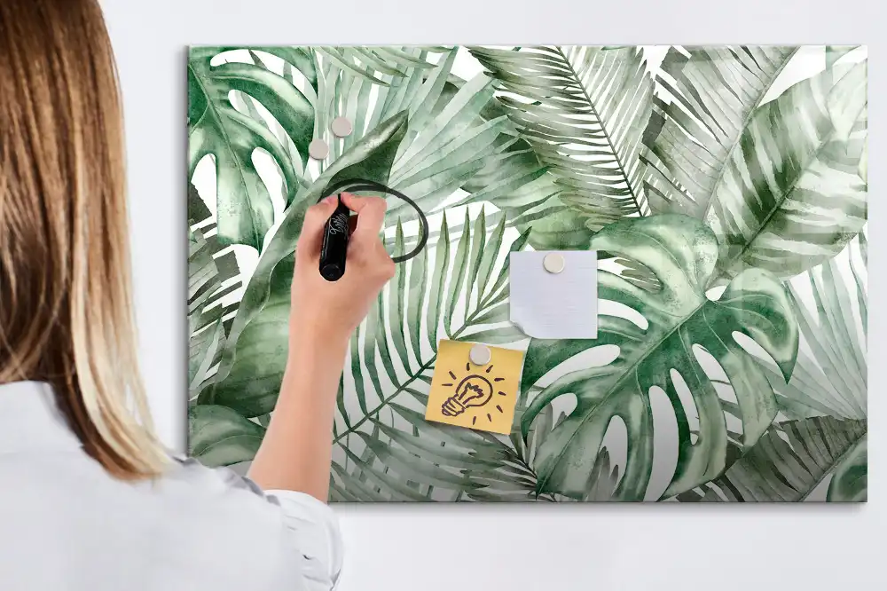 Tableau magnétique à dessiner motif feuilles d'arbustes et plantes