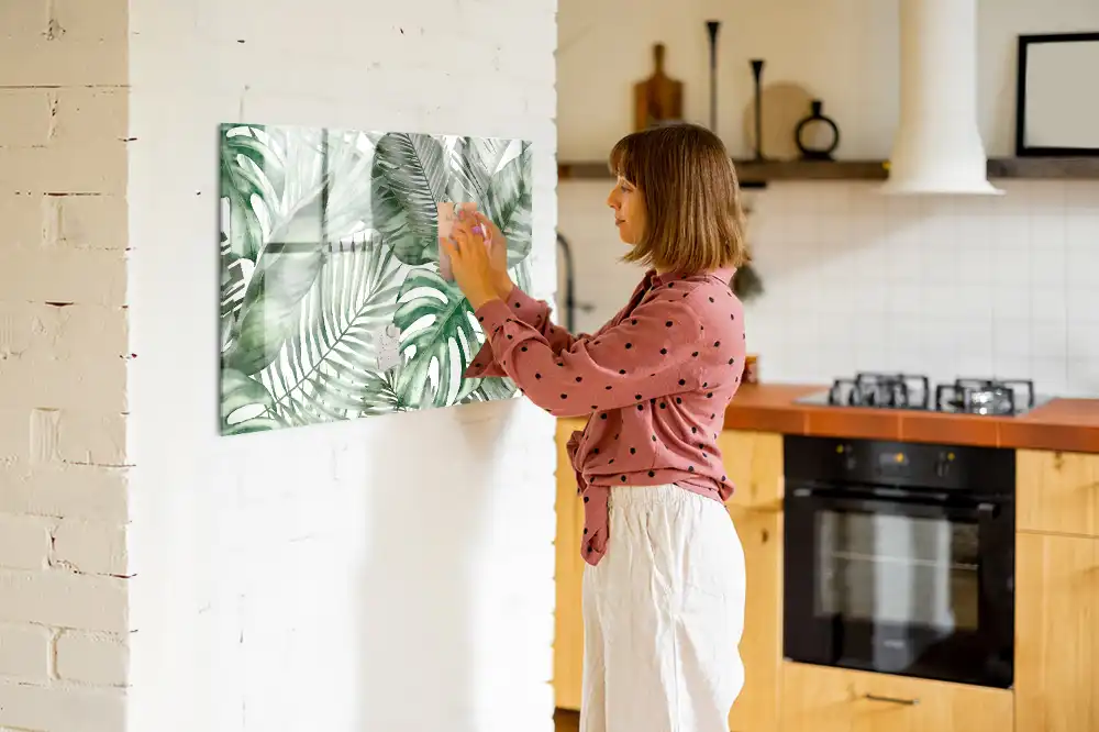 Tableau magnétique à dessiner motif feuilles d'arbustes et plantes