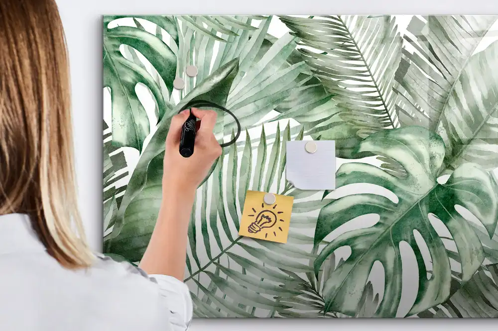Tableau magnétique à dessiner motif feuilles d'arbustes et plantes