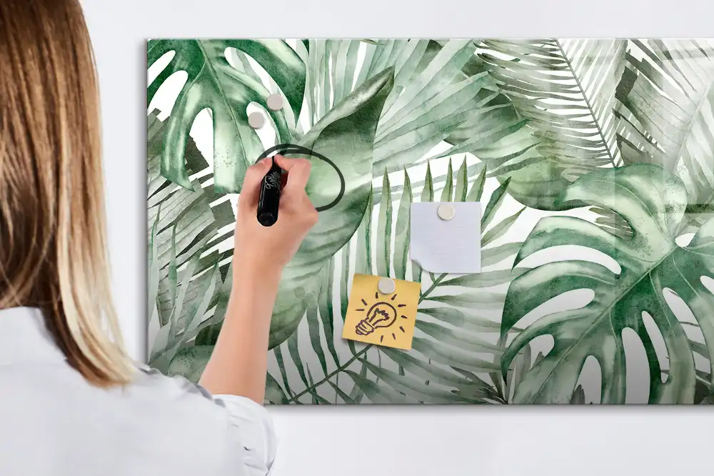 Tableau magnétique à dessiner motif feuilles d'arbustes et plantes